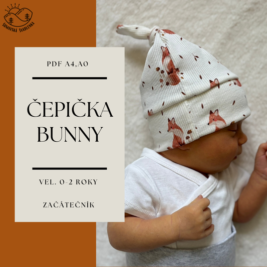 Čepička s uzlíkem "Bunny" - PDF střih