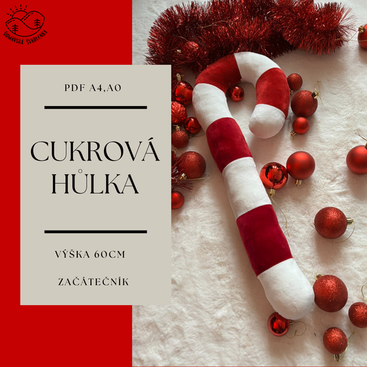 Polštářek cukrová hůlka- PDF střih