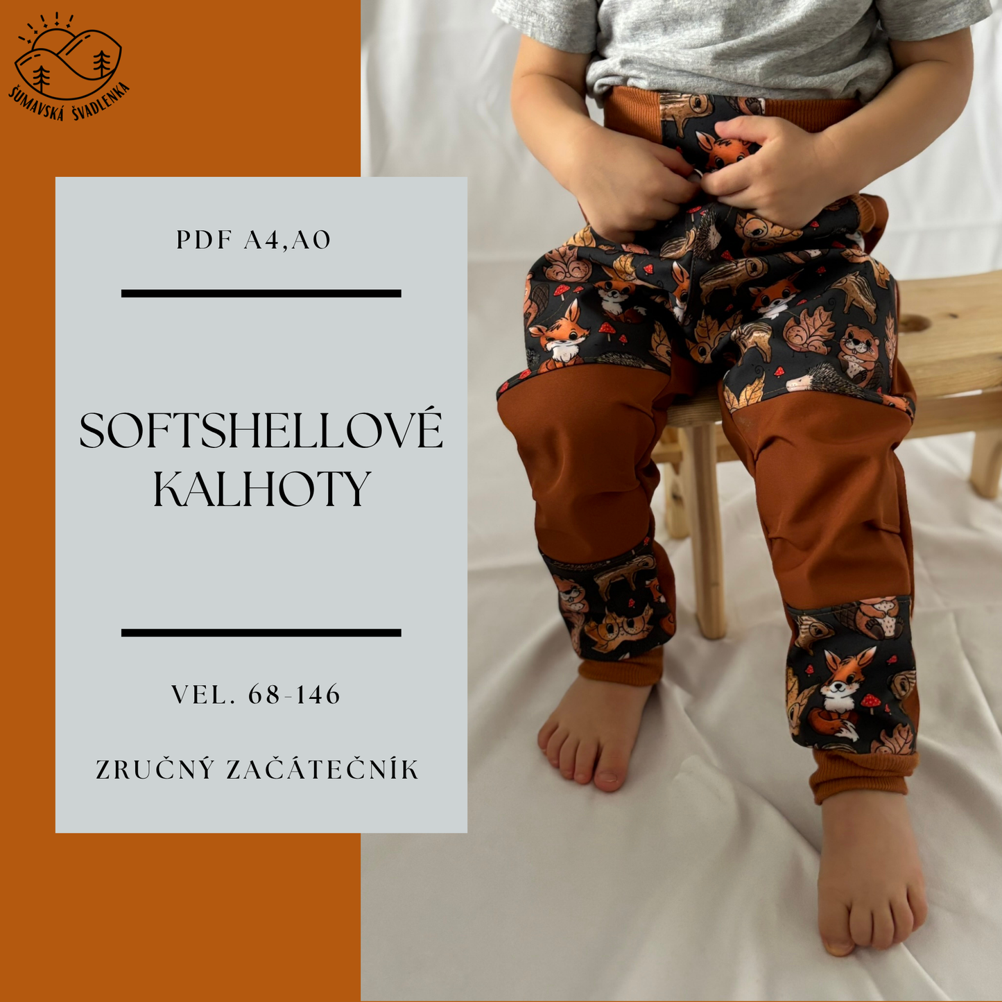 Dětské softshellové kalhoty- vel. 68-146 PDF střih